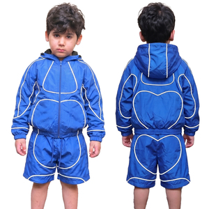 Nouvel ensemble tendance de shorts coupe-vent en nylon bleu avec logo personnalisé pour enfants, séchage rapide, style vintage, streetwear, pour l'été - Product Image 1