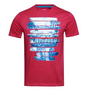 Camiseta de manga corta con cuello redondo de algodón peinado 100% informal para hombre, Camiseta de punto frontal con estampado de pantalla de seda para hombre - Product Image 5