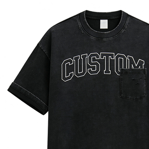 Camiseta Negra Extra Grande con Estampado de Letras Personalizado, Estilo Urbano para Hombre, Manga Corta, Cuello Redondo, 100% Algodón Jersey, Transpirable - Product Image 1