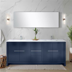 Blu Navy 80 In. W X 20 In. D doppio bagno vanità con Top in marmo coltivato e rubinetto cromato Set da bagno vanità - Product Image 2