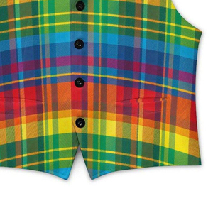 Gilet de costume à motif écossais arc-en-ciel pour homme – Gilet coloré à carreaux écossais rouge, jaune, vert, bleu – Vente chaude - Product Image 4