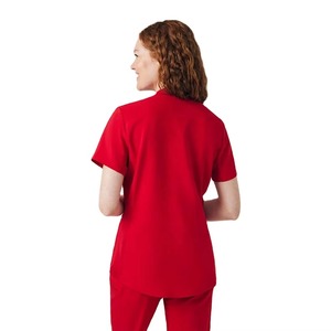 Ensemble de blouses médicales rouges pour femmes, haut à manches courtes et col en V avec poches, uniforme d'hôpital, mélange de coton et de polyester tissé - Product Image 2
