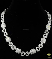 Cadena Cubana con Calaveras Iced Out de Plata de Ley 925 con Diamantes de Moissanita VVS, Joyería de Declaración Estilo Hip Hop Punk Rock para Hombre