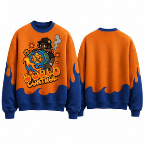 Custom Hoodies Men 100% Cotton Crew Neck Sweatshirt Streetwear Oversized Drop Shoulder Rib Crewneck Plain Pullover Sweatshirt - Product Image 1