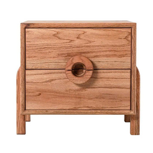 Table de chevet moderne en chêne massif à 2 tiroirs, style scandinave minimaliste, armoire de rangement pour chambre à coucher - Product Image 4