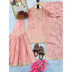 Conjunto Elegante de Top y Pantalones Plazzo con Dupatta de Diseño para Mujer - Product Image 1