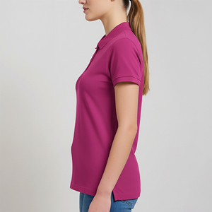 Polo femme en coton et polyester avec logo brodé personnalisé, coupe classique, manches courtes, col boutonné, pull-over - Product Image 2