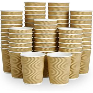 120 Bicchieri di Carta Isolati a Parete Ondulata da 8 oz per Caffè Caldo e Bevande, Bicchieri di Carta Resistenti - Product Image 1