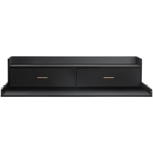 Piano d'appoggio in legno per lavatrice/asciugatrice con 2 cassetti, 54x27 pollici, con ripiano a 2 livelli, piedini antiscivolo, resistente all'acqua, in materiale effetto paglia - Product Image 2