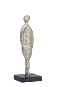 Estatua Moderna Abstracta de Figura Humana en Aluminio, Escultura Metálica Plateada Texturizada, Arte Minimalista de Hombre, Decoración sobre Base de Mármol - Product Image 4