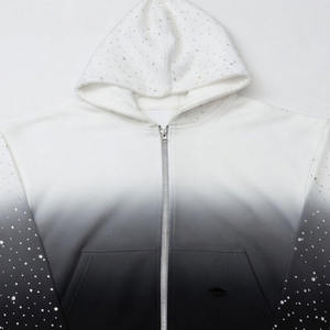 Rhinestone <b>Hoodie</b> Unisex Y2K <b>Gothic</b> Oversized Streetwear Crystal Skeleton Graphic Heavy Weight Custom Clothing Factories - Product Image 2