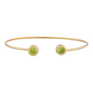 Brazalete Ajustable de Plata de Ley 925 con Peridoto de 4mm, Corte Redondo, Bañado en Oro Vermeil y Rodio, para Mujer, Personalizable al por Mayor - Product Image 1