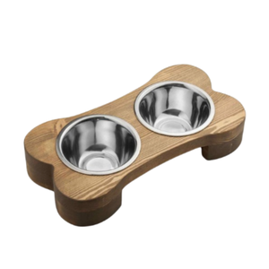 Comederos elevados de madera natural hechos a mano para mascotas, tazón para perros con forma de hueso, suministros para mascotas al por mayor desde Vietnam - Product Image 2