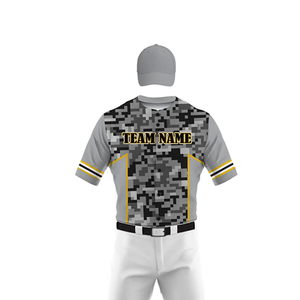 Uniforme de Béisbol Gris Camuflado para Hombre con Pantalones Blancos, Poliéster Transpirable, Talla Adulto, Nombre y Número Personalizables - Product Image 4