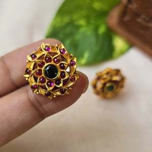 Kemp Gold Plated Number Stud Earrings with Pearl and Diamond Accents for Party Wedding Gift - Product Image 2