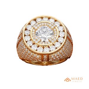 Anillo Halo de Moissanita Chapado en Oro Rosa con Pavé Redondo, Joya Elegante Estilo USA para Hombre y Mujer - Product Image 1