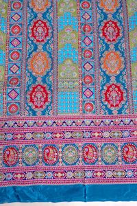 Tela con estampado geométrico azul cielo y borde grueso para diseño de kurti, material para vestidos, tela para ropa étnica. - Product Image 3