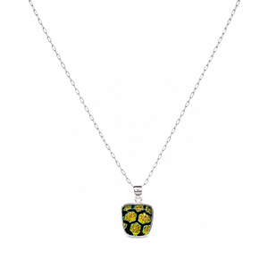 Colgante de Plata 925 con Cristal Dicroico de Diseño, Amuleto Cuadrado Hecho a Mano, Accesorio de Joyería Minimalista para Mujer, Estilo Boutique - Product Image 3