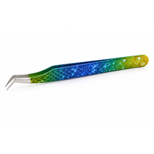 Pinzas de precisión de acero inoxidable Pinzas con punta curva suave Pinzas para extensión de pestañas Pinzas con agarre personalizado - Product Image 1