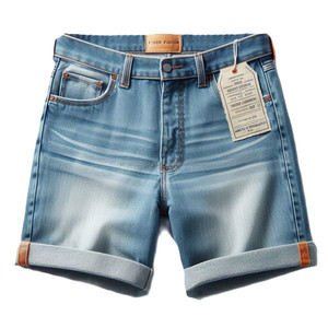 กางเกงขาสั้นผ้ายีนส์ฟอกสีคุณภาพสูงสำหรับผู้ชายกางเกงยีนส์ลำลองพิมพ์โลโก้ออกแบบได้ตามต้องการ - Product Image 6