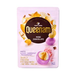 Dragées au chocolat de qualité supérieure, directement du fabricant, HALAL, OEM/ODM, amandes, noix de cajou et noix de macadamia enrobées de chocolat rose, 75g - Product Image 1