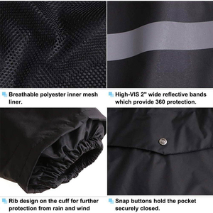 Traje Impermeable para Hombre, Chaqueta con Capucha y Pantalones con Rayas Reflectantes, Conjunto de Parka para Exteriores, Corte Regular, Recubierto de Poliéster - Product Image 6