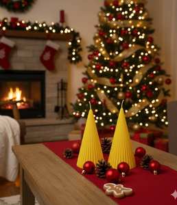 Velas Aromáticas de Parafina en Cono Acanalado Hechas a Mano para Navidad, Diwali, Ramadán, Año Nuevo, Día del Padre, Decoración Festiva para el Hogar - Product Image 1