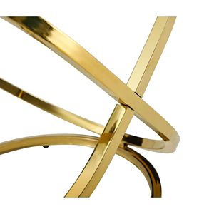Tavolino da Caffè Moderno Rotondo in Vetro con Finitura Cromata (Oro) per Soggiorno - Product Image 5