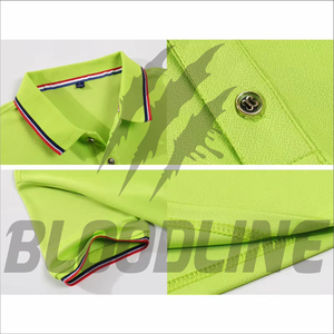 Polo à manches courtes pour homme Bloodline, vert uni, tricoté, respirant, coupe classique, logo sur le devant - Product Image 5