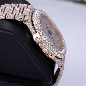 Reloj Mecánico Automático de Lujo Hip Hop ETA VVS Moissanite para Hombre, Caja Plateada, Esfera de Cristal con Diamantes de Imitación, Resistente al Agua 10 Bar - Product Image 2