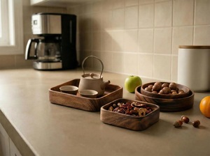 Bol à salade en bois naturel ILAHI, écologique, en bois d'acacia, style vintage, logo personnalisé, pour mariage, ustensiles de cuisine, vaisselle, en stock - Product Image 5