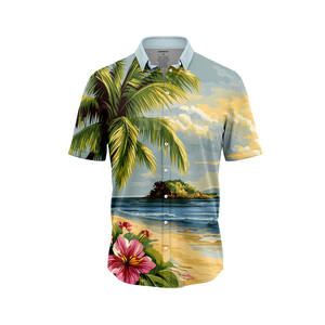 เสื้อเชิ้ตฮาวายผ้าซาตินแห้งเร็ว ระบายอากาศได้ดี สำหรับผู้ชาย แขนสั้น ปกติดกระดุม ลายดอกไม้ พิมพ์ลาย 3 มิติ เสื้อเชิ้ตสำหรับวันหยุด - Product Image 1