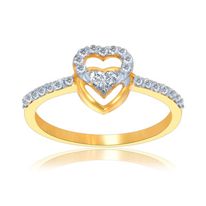 Diamond Halo Heart <b>Ring</b> in 14K <b>Gold</b> with <b>Vintage</b>-Inspired Elegance Radiant Heart Halo Diamond <b>Ring</b> in Yellow <b>Gold</b> Finish - Product Image 1