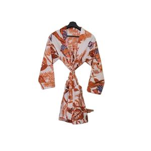 เสื้อคลุมกิโมโนผ้าคอตตอนพิมพ์ลายนกฮูกสำหรับผู้หญิงเสื้อคลุมใส่สบายสำหรับใส่ในเลานจ์ฤดูร้อน - Product Image 4