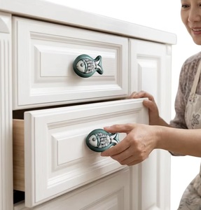 <b>Ceramic</b> Round Drawer <b>Knobs</b> Teal Modern Coastal Style Durable Furniture Handles for Kitchen Cabinet Wardrobe Warehouse Hotel Gym - Product Image 4