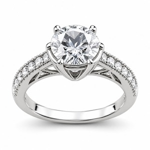 Anillo de Compromiso Roy Diamond con Diamante Clásico de Corte Brillante, Plata 925 con Baño de Rodio, Engaste de Garras, Joyería para Mujer, Certificado IGI - Product Image 1