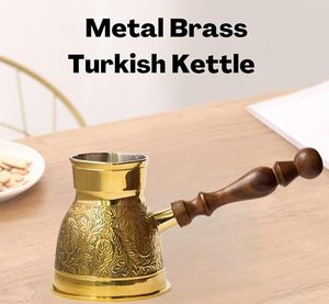 Cafetera Turca de Latón para Preparar Té y Café (El Color Puede Variar), Cafetera Árabe Turca de Acero Inoxidable de 300 ml, Apta para Inducción - Product Image 1