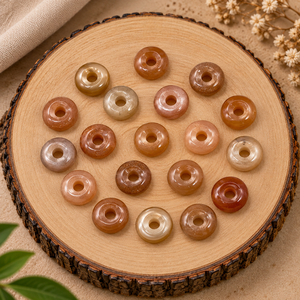 Pendentif Donut Lisse en Pierre de Lune Chocolat Facettée 15mm pour la Fabrication de Bijoux, Guérison par les Cristaux, Énergie Reiki, Breloque de Collier - Product Image 2