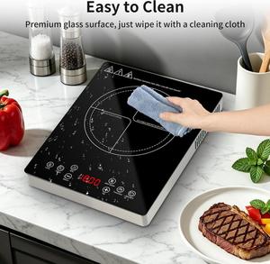 With child lock Induction Cooktop Single Burner 1800W Touch Control Stainless Steel Housing Toughened Panel Countertop <b>Stove</b> - Product Image 4
