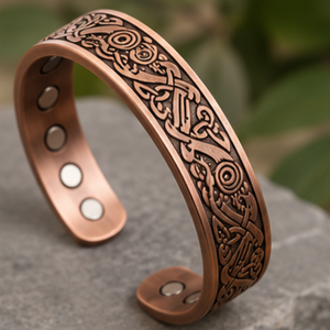 Brazalete de Cobre Sólido Magnético con Patrón de Cuervo en Relieve de Calibre Grueso, Joyería Metálica de Moda con Diseño Exquisito en Relieve - Product Image 3