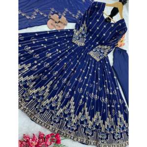 Magnifique robe Anarkali et pantalon avec dupatta fantaisie pour les fêtes et les clubs, tenue de soirée - Product Image 3