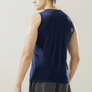 Latest Design Men's Casual Knitted Tank <b>Top</b> <b>Navy</b> Blue Color Cotton Polyester Fitness Wear 220GSM Men's Summer Tank <b>Tops</b> - Product Image 5