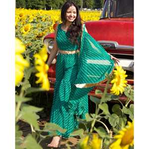 ชุดชาราร่าผ้าชีฟองสีเขียวฮอก ไซส์ XS สำหรับผู้หญิง ระบายอากาศได้ดี - Product Image 6