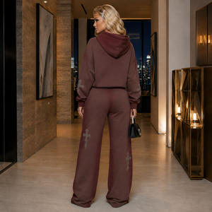 Unisex Lightweight Hooded Cropped <b>Sweatshirt</b> Jogger Set Full Sleeve Solid Animal Print Loose Fit Casual Summer Tracksuit Side - Product Image 2
