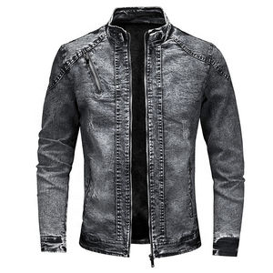 Veste en jean pour homme, manches longues, bouton unique, style cowboy, noire, vente en gros - Product Image 6