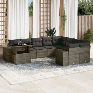 Ensemble de canapés de jardin gris foncé et gris, meubles d'extérieur en rotin, capacité de 10+ places, résistant aux intempéries, design contemporain - Product Image 3