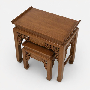 Mesa de Altar Rectangular de Madera Maciza Tam Viet A08 Sindora, de un Solo Nivel, con Diseño de Loto Grabado, Reutilizable, para Culto Familiar y Ancestral - Product Image 4