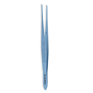 Pinces à tissus chirurgicales en titane 7 pouces (18 cm) à manche plat, 1x2 dents, pointes pour tissus, instruments médicaux Apto Enterprises - Product Image 2