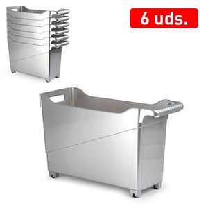 Carrello Multiuso con 6 Contenitori Impilabili con Maniglie per Organizzazione di Cucina e Garage - Product Image 1
