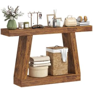 Dark <b>Brown</b> Console <b>Table</b> As Entrance or Lobby <b>Table</b> with Storage for Home Office Use - Product Image 5